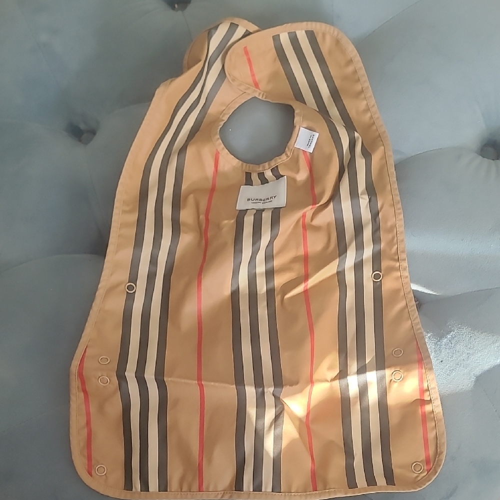 Burberry Tan and Black Striped Bib